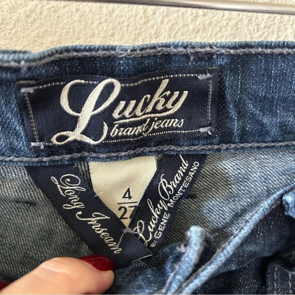Lucky Brand Jeans Denim Shorts Long Inseam Sz 4/27 Stretch Summer Festival beach